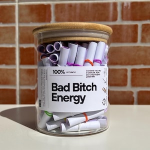 Bad Bitch Energy Jar-110 Positive Affirmations and Quotes to Empower Women, Daily Motivation,Inspire-Self-Care, Mental Health,Anxiety Relief