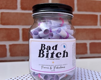 Empowering Affirmation Jar, 60 Positive Quotes, Self-Care Gift for Women