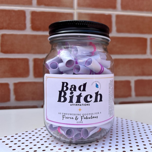 Empowering Affirmation Jar, 60 Positive Quotes, Self-Care Gift for Women