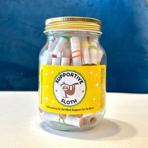 Supportive Sloth Affirmation Jar – Encouragement for Grief, Tough Times, Breakups, Divorce,Sloth Lovers-Therapist Gift-Healing Mental Health