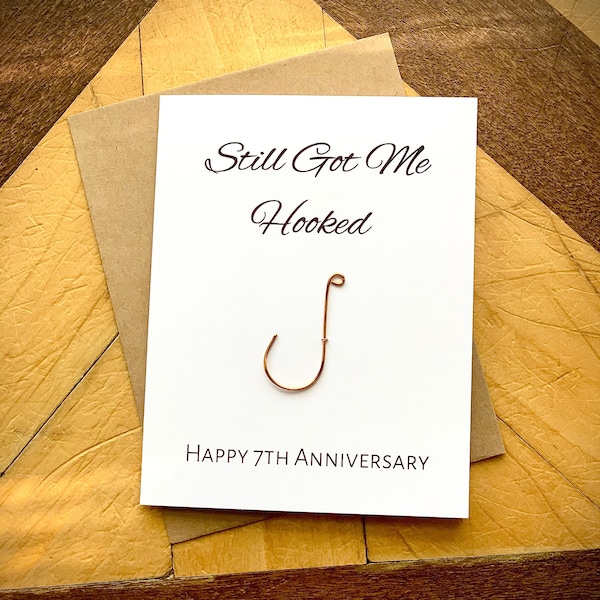Seventh Wedding Anniversary Copper Card, 7th wedding anniversary gift, copper anniversary gift, copper wire heart, handmade card