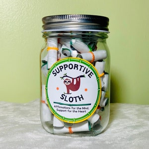 Supportive Sloth Affirmation Jar, Gift for Grief, Tough, Difficult times, gift for sloth lover, gift for breakup or divorce, encouragement image 1