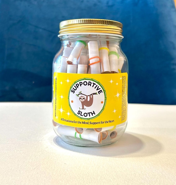 Supportive Sloth, Affirmation Jars with Positive Quotes to uplift and move forward