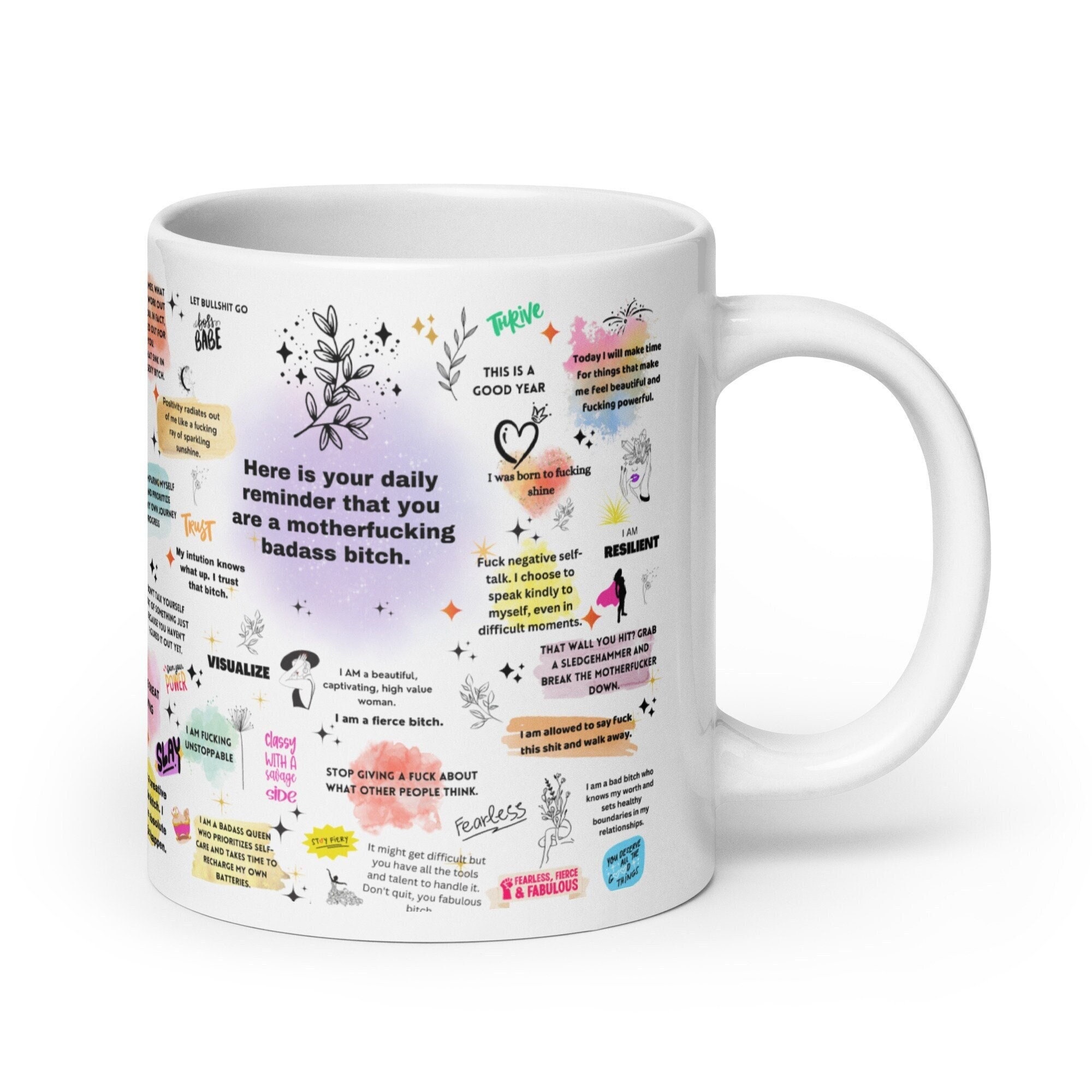 Daily Reminder Affirmation Mug for Women, Badass Bitch