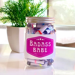 Daily Motivation Quotes, Daily Reminders for Success, Badass Babe Affirmation Jar, empowering and uplifting gift for birthday