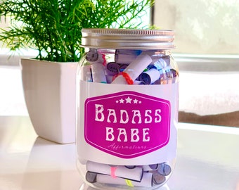 Badass Babe Affirmation Jar, Empowering Quotes for Women