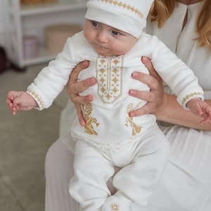 Boy Christening Gown &quot;Golden&quot; ivory/ Boy&#39;s Christening