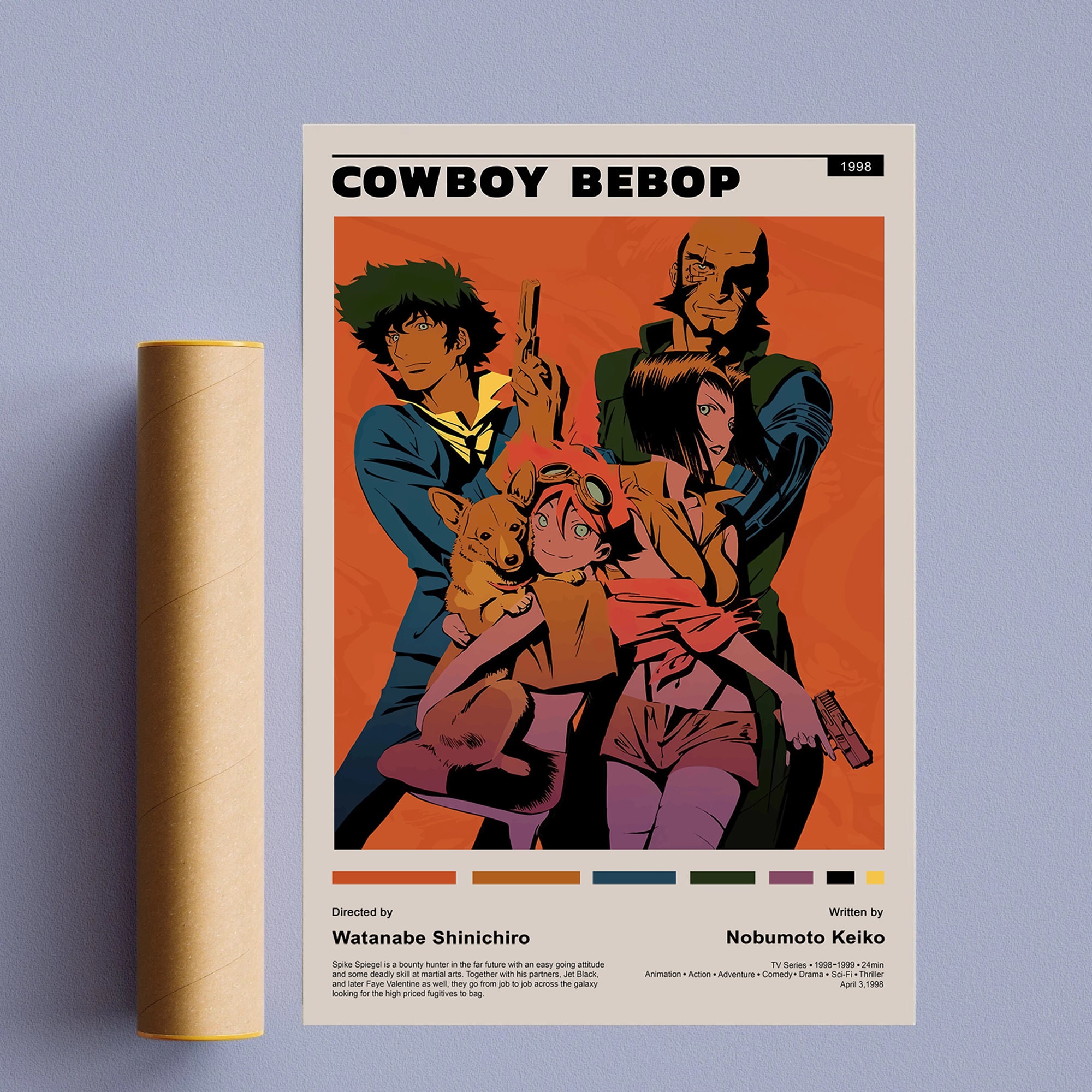 Discover 1998 Cowboy Bebop Digital Print, Vintage Movie, Film Poster