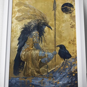 Badb Catha Art Print - Celtic War Battle Goddess Wall Decor - Fantasy Crow Goddess - Druidic Wall Art - Mythological Warrior Goddess