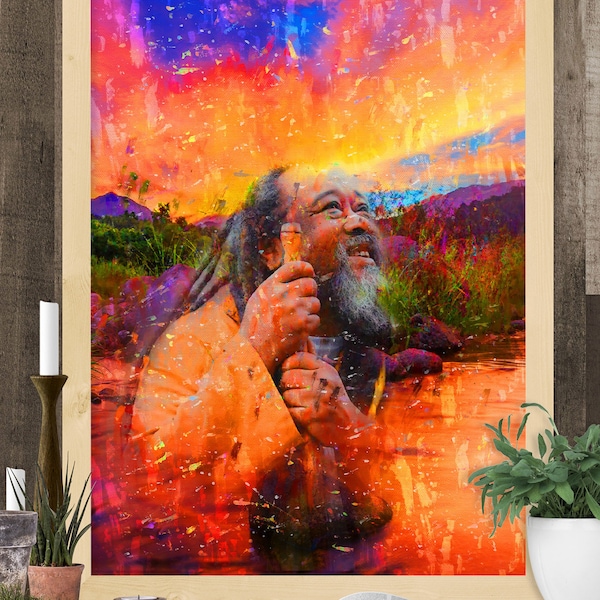 Mooji Wall Art Print / Spiritual Healer Portrait Painting / Conscious Wall Art / Mindful Poster /Spiritual Art Work/ Spiritual Décor