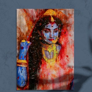 Divine Mother Kali Art Print, Goddess Kali Wall Art, Indian Art, Spiritual Décor, Divine Feminine painting, Kali Ma Canvas Frame