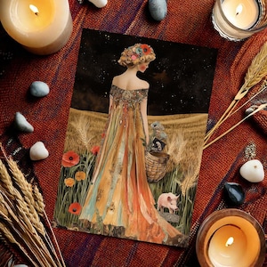 Greek Goddess Demeter Art Print - Mystical Harvest Goddess Wall Decor - Mythical Goddess Artwork - Nature Goddess Wall Art - Mythology Art