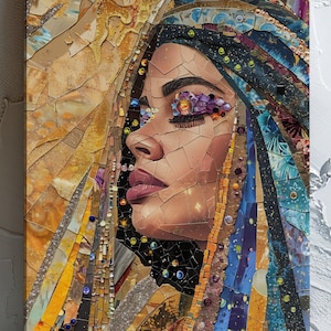 Inanna Goddess Art Print, Sumerian Queen of Heaven Wall Art, Divine Feminine Sacred Mesopotamian Goddess, Celestial Venus Star Mystical Art