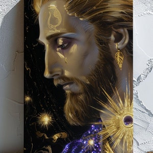 Mystical Saint Germain Portrait | Ascended Master Healing Art Print | Violet Flame Alchemy Wall Decor | Spiritual Metaphysical Artwork