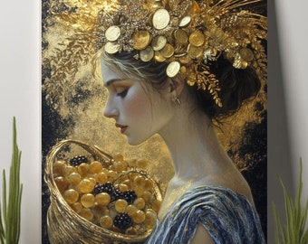 Abundantia Roman Goddess Art Print, Prosperity & Wealth Symbol Canvas Box Frame Print, Prosperity Symbol Decor, Abundance Theme Artwork
