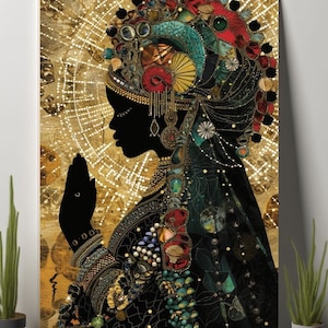 Yemaya Goddess Art Print, African Bohemian Home Decor