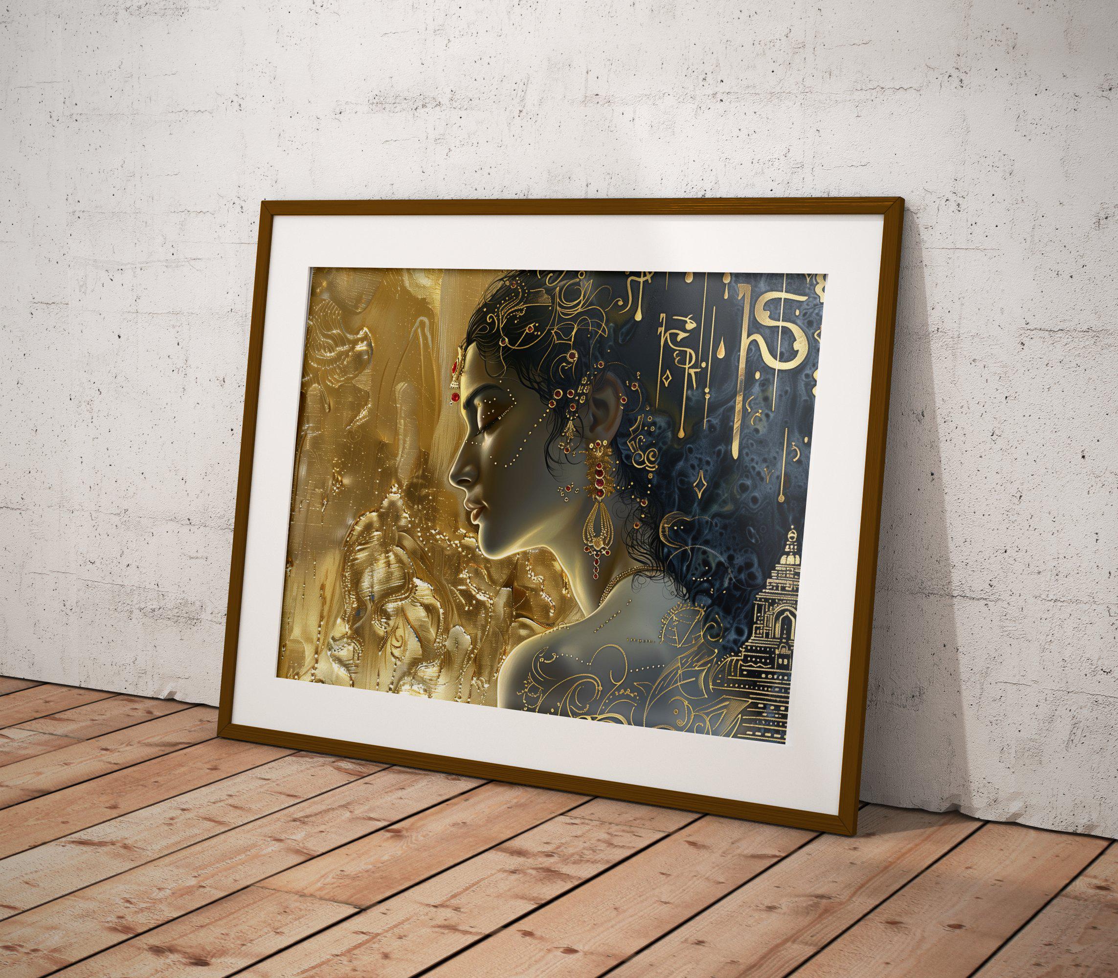 Golden Landscape of Hindu Goddess Sita Art Print - Hindu Spiritual ...