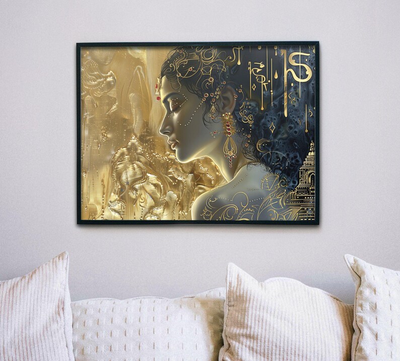 Golden Landscape of Hindu Goddess Sita Art Print - Hindu Spiritual ...