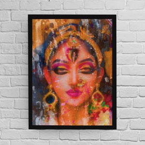 Third Eye Lakshmi Fine Art Print / Goddess Lakshmi Wall Art  / Colorful Indian Spiritual Décor / Hindu Goddess Of Wealth