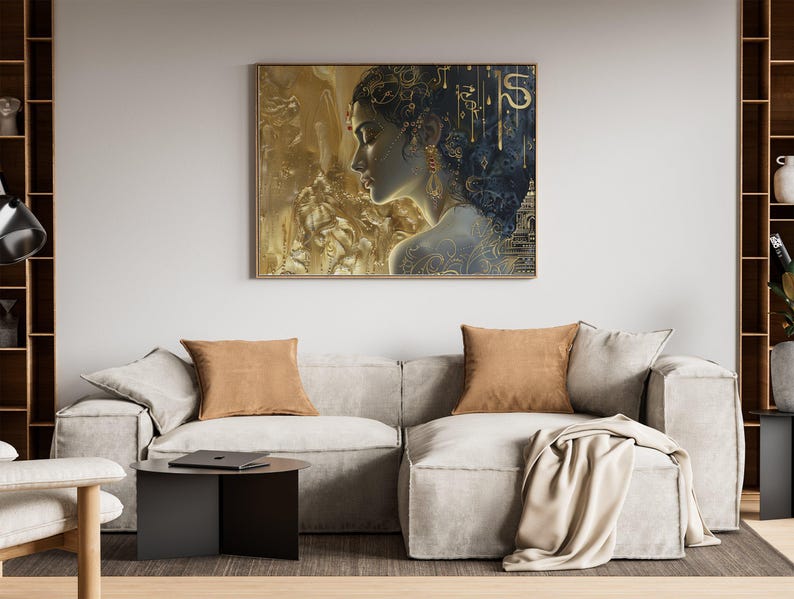 Golden Landscape of Hindu Goddess Sita Art Print - Hindu Spiritual ...