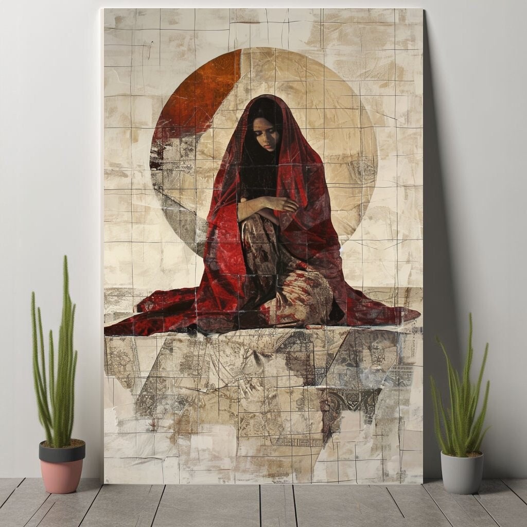 Abstract Mary Magdalene Mystical Woman Wall Art Print, Canvas Print, Contemporary Home Decor, Large Wall Hanging, Mystical woman Art