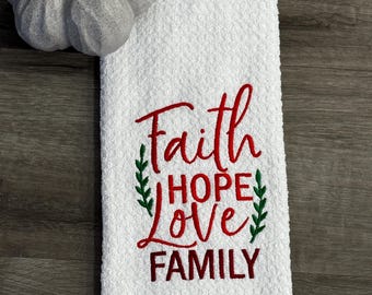Embroidered Christmas Kitchen Towel, Elegant Holiday Decoration