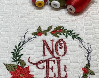 Embroidered Christmas Kitchen Towel: Elegant Noel Decoration