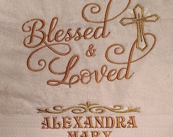embroidery baptism towel, bib, blanket