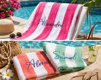 Luxury Personalized Beach Towel | Custom Embroidered Name Towel | Poolside Gift for Kids & Adults