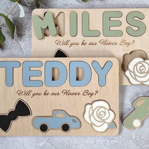 Blumenjunge Dude Geschenk Vorschlag Puzzle Werden Sie unser Blumenjunge personalisierte Ringträger Geschenk sein