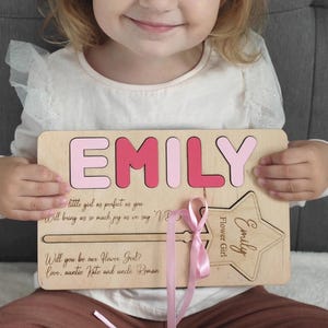 Flower Girl Wand, Will You Be Our Flower Girl Proposal Gift, Toddler Flower Girl Wooden Name Puzzle