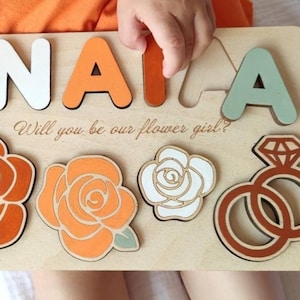 Flower Girl proposal puzzle gift, Will you be my Flower Girl, Fall Autumn Terracotta Rust Copper Burnt Orange Boho Wedding