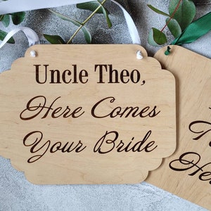 Ring Bearer sign Here comes the bride Flower Girl banner Wedding wagon Walking down aisle Rustic Ring Security ideas Uncle here comes