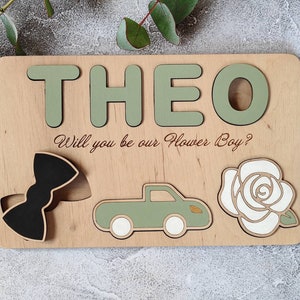 Blumenjunge Dude Geschenk Vorschlag Puzzle Werden Sie unser Blumenjunge personalisierte Ringträger Geschenk sein