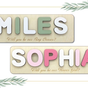Ring Bearer proposal gift, Will you be my our Flower girl Ring security Flower boy, Baby toddler personalized wooden name puzzle