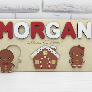 Handmade Wooden Name Puzzle, Baby Christmas Gift for Kids Toddler, 1st 2nd 3rd Birthday Present, Baptism Keepsake