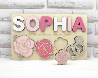 Flower girl proposal gift, Personalized name puzzle, Will you be my / our Flower Girl