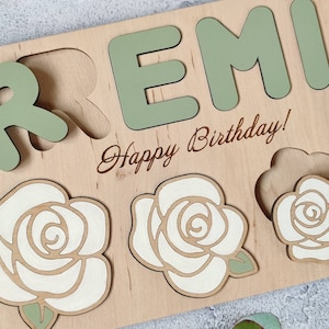 1 / 2 / 3 year old baby girl gift, First second third Birthday present, Personalized wooden name puzzle