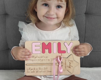 Flower Girl Proposal Puzzle with Magic Wand, Personalized Gift, Be My Flower Girl Idea, Name Puzzle Keepsake, Custom Girl Present
