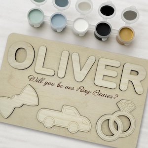 DIY Wedding Puzzle for Ring Bearer, Custom Name Puzzle Painting Set, Proposal Gift for Toddler or Kid