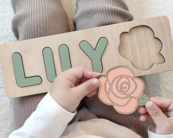 Will you be my our Flower Girl proposal Personalized gift puzzle Sage green Custom color