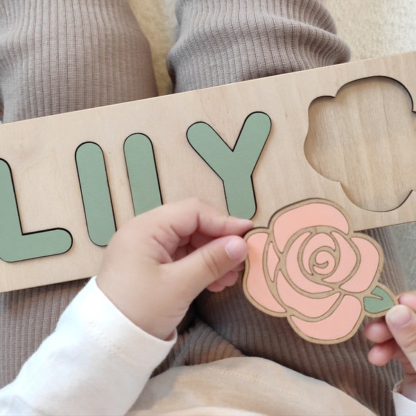Will you be my our Flower Girl proposal Personalized gift puzzle Sage green Custom color