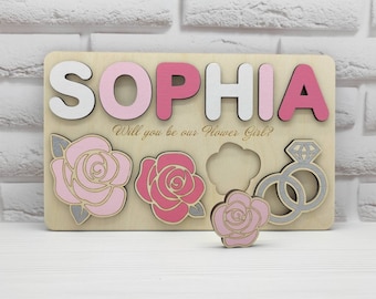Flower girl proposal gift Personalized name puzzle Will you be my / our Flower Girl