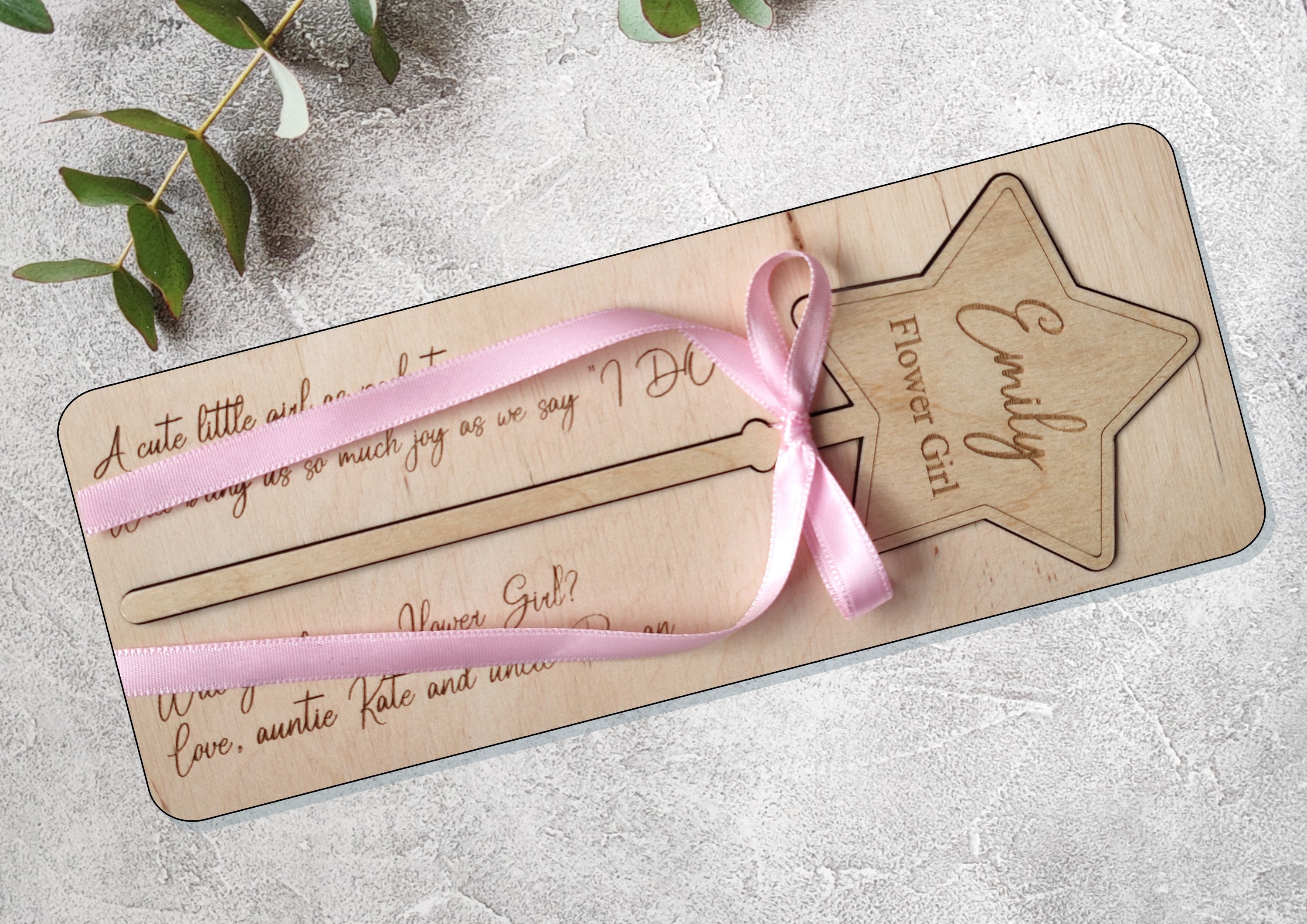 Will you be our Flower Girl proposal Heart Star Flower wand Personalized gift