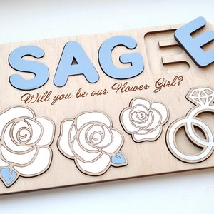 Willst du mein etwas Blaues Blumenmädchen Brautjungfer Vorschlag sein Personalisiertes Geschenk Taube Blaue Hochzeit