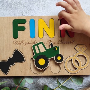 Tractor Ring Bearer Puzzle, Personalized Proposal Gift, Will You Be Our Ring Bearer?