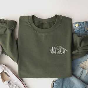 Mountain Crewneck Sweatshirt, Adventure Pullover, Gift for Nature Lover, Hiking Sweatshirt, Camping Sweater, The Mountains Are Calling