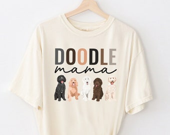 Camicia Doodle dorata di colori comfort, camicia Doodle Mama, regali Doodle dorati, camicia mamma Doodle, regalo mamma cane, camicia mamma cane