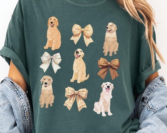 Golden Retriever Shirt, Coquette Bow Dog TShirt, Golden Mama Comfort Colors Shirt, Golden Retriever Mom Geschenk, Hundemama Shirt, Hundebesitzer Geschenk