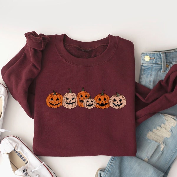 Pumpkin Sweatshirt, Fall Crewneck, Fall Sweatshirt for Women, Pumpkin Shirt, Fall Shirts, Halloween Sweatshirt, Halloween Sweater